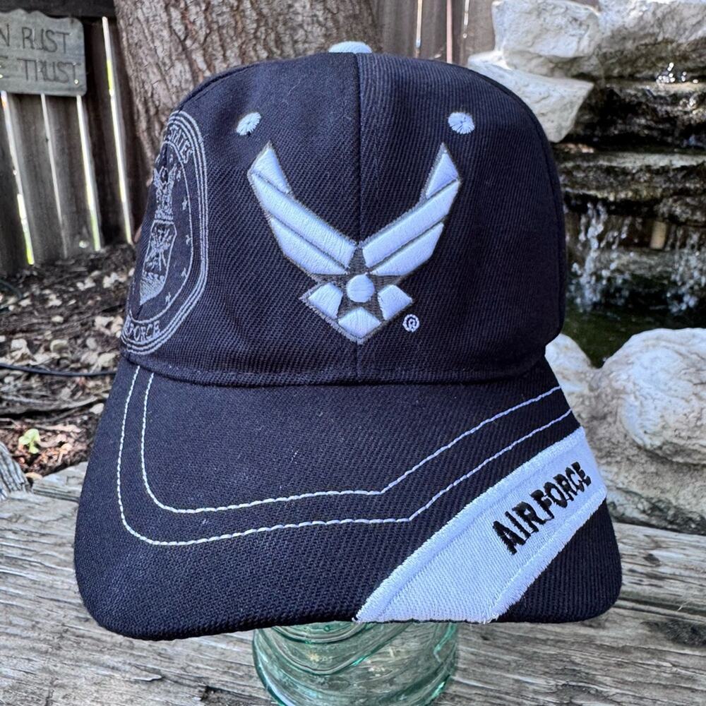 United States Air Force Embroidered Baseball Black & White Hat Cap